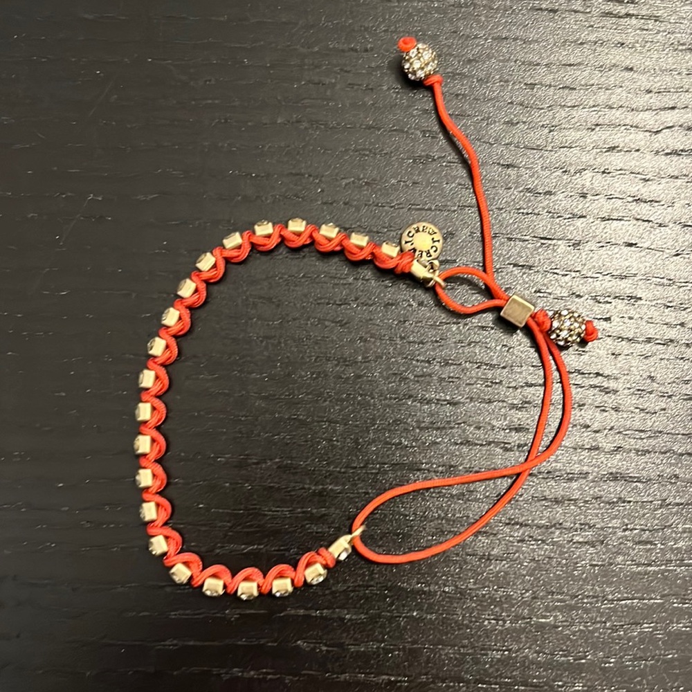 JCrew red pull string rhinestone bracelet.  Gorgeous never worn.